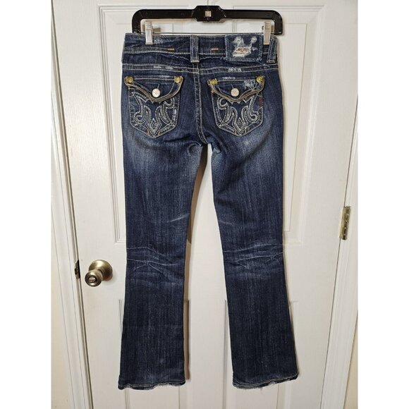 MEK Boulder BootCut Jeans 25x31 Y2K VTG Embroidered Flap Pocket  Distressed HEMD - Picture 1 of 12